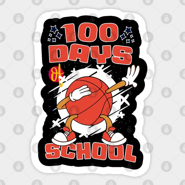 100 days of school featuring a dabbing basketball #2 Sticker by XYDstore
